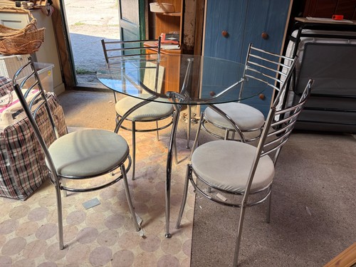 Glass table chairs modern - table,