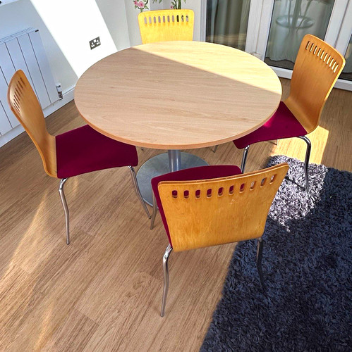 100cm round light wood dining - round,