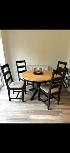 Round wood dining - wood,