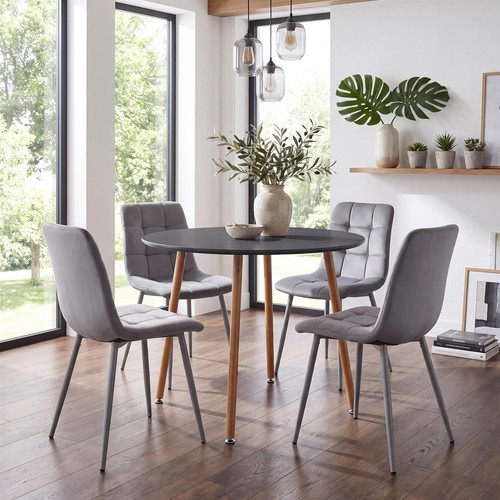 Grey round dining table and - round,