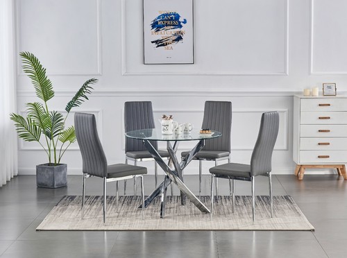 Dining table set round glass - table,