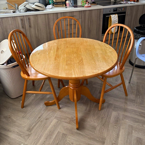 Round wood dining table - round,