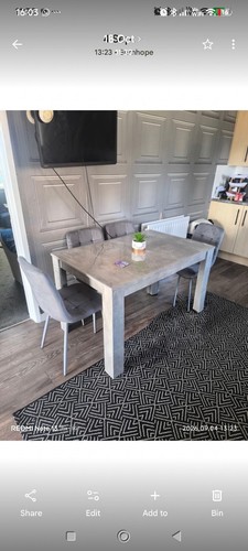 Grey dining table and chairs - and,