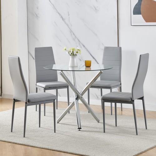Round glass dining table and - dining,