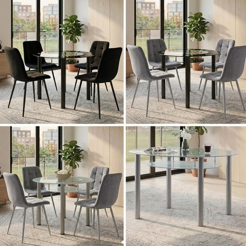 Round glass grey dining - grey, table