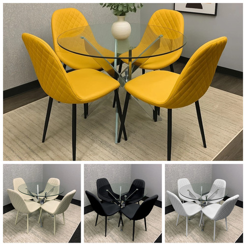 Modern glass round dining - glass, set