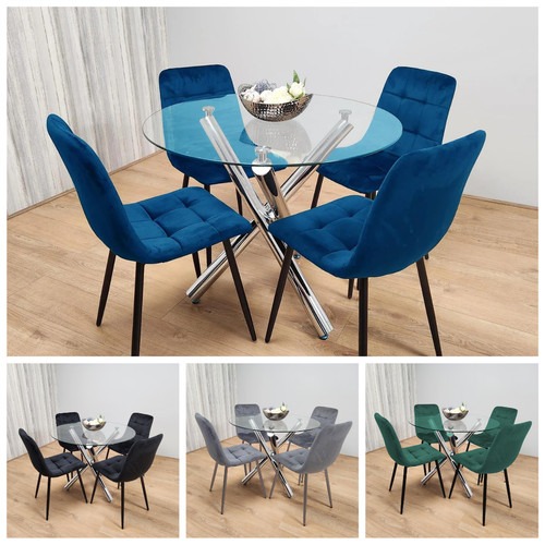 Round glass dining - glass, &