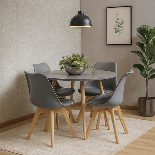 Dining table and chairs - chairs, grey