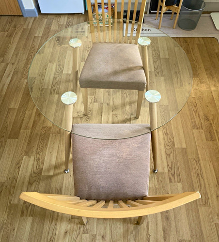 Round clear glass dining - clear, table