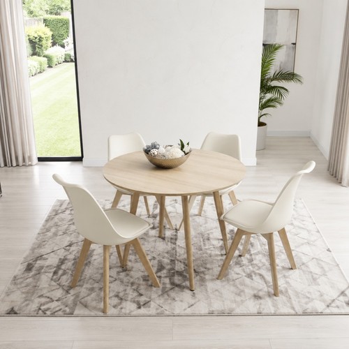 Round oak effect - oak, dining