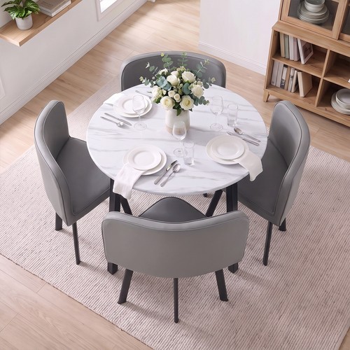 Round dining table with - round, pu