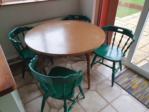Round wooden kitchen table - round,