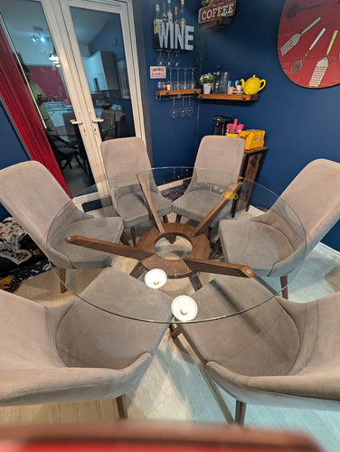 Round glass dining table 6 - round, &