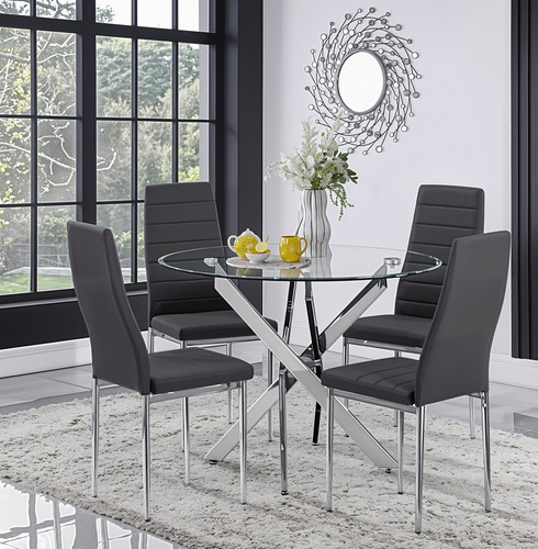 100cm round glass - 100cm, seater