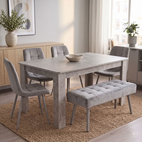 Stone grey effect dining table - stone,