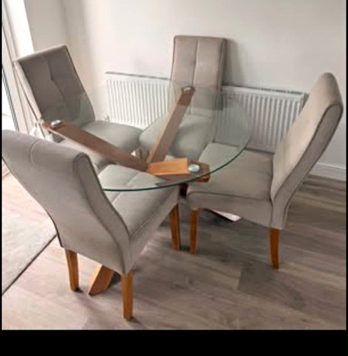 Round clear glass dining table - round,