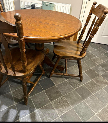 Round wood dining - round, table